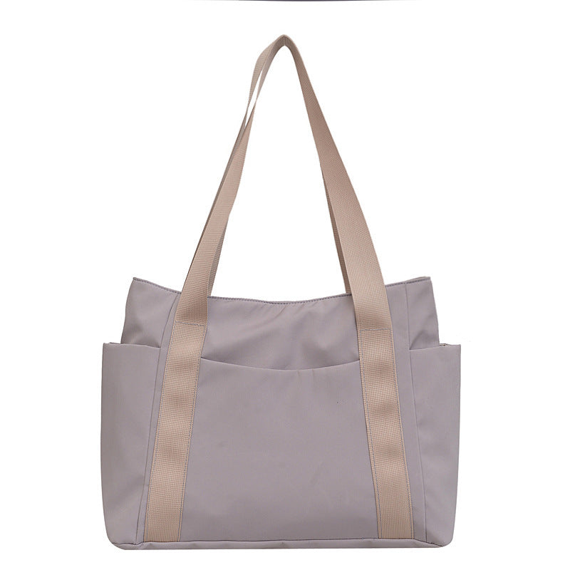 Neue japanische Stil einfarbige Einkaufstasche Umhängetasche Casual Einfache Canvas Handtasche