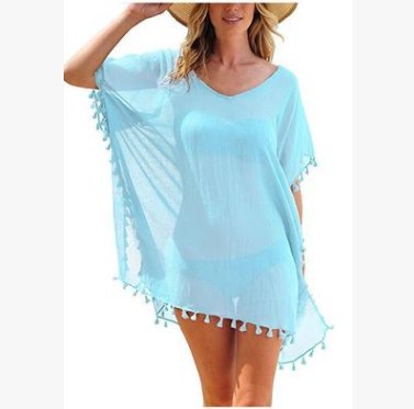Damenblusen Lockere Chiffonkleider Sommer Strand Tunika Überzieh-Shirt
