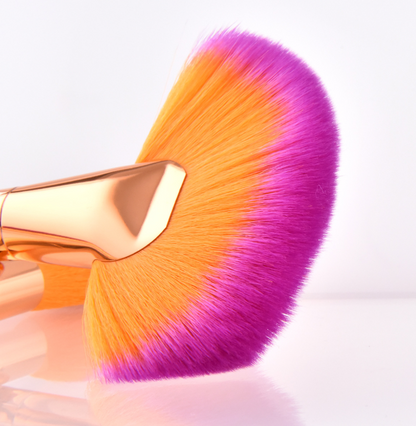 10 Make-up-Pinsel Schönheitswerkzeuge Muscheln Gold Lila Farbverlauf Fächerpinsel