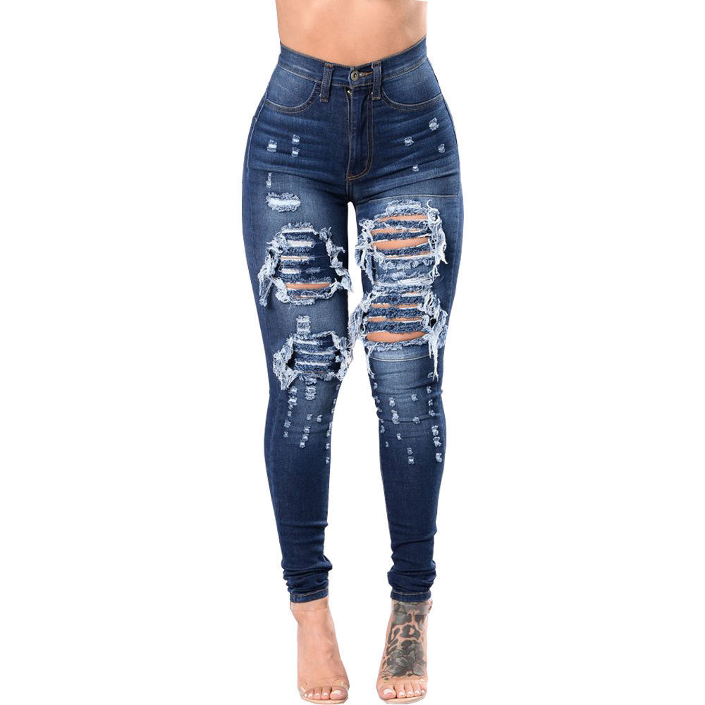 Damen Ripped Denim Jeans