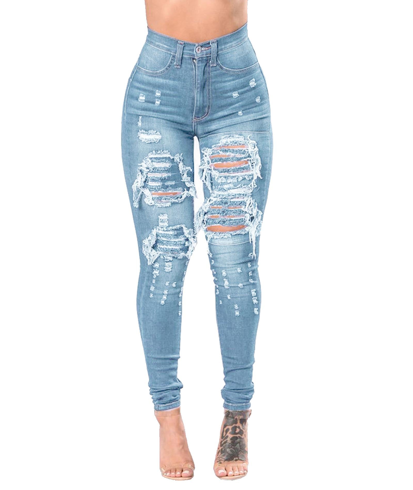 Damen Ripped Denim Jeans