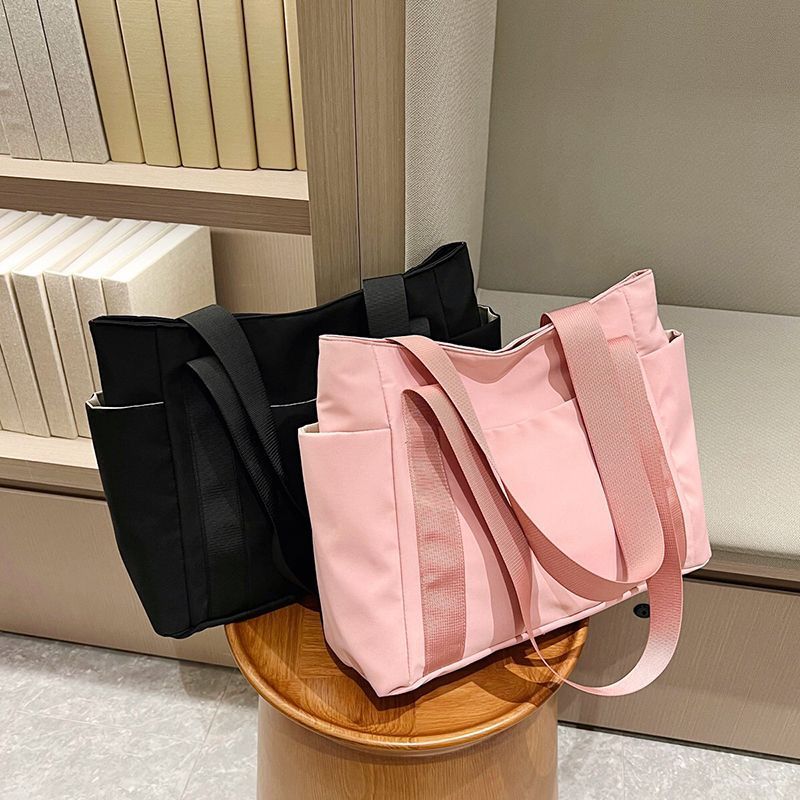 Neue japanische Stil einfarbige Einkaufstasche Umhängetasche Casual Einfache Canvas Handtasche